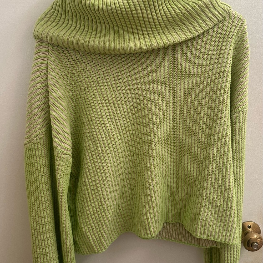 Bar III Lime Green Cowl Neck Sweater